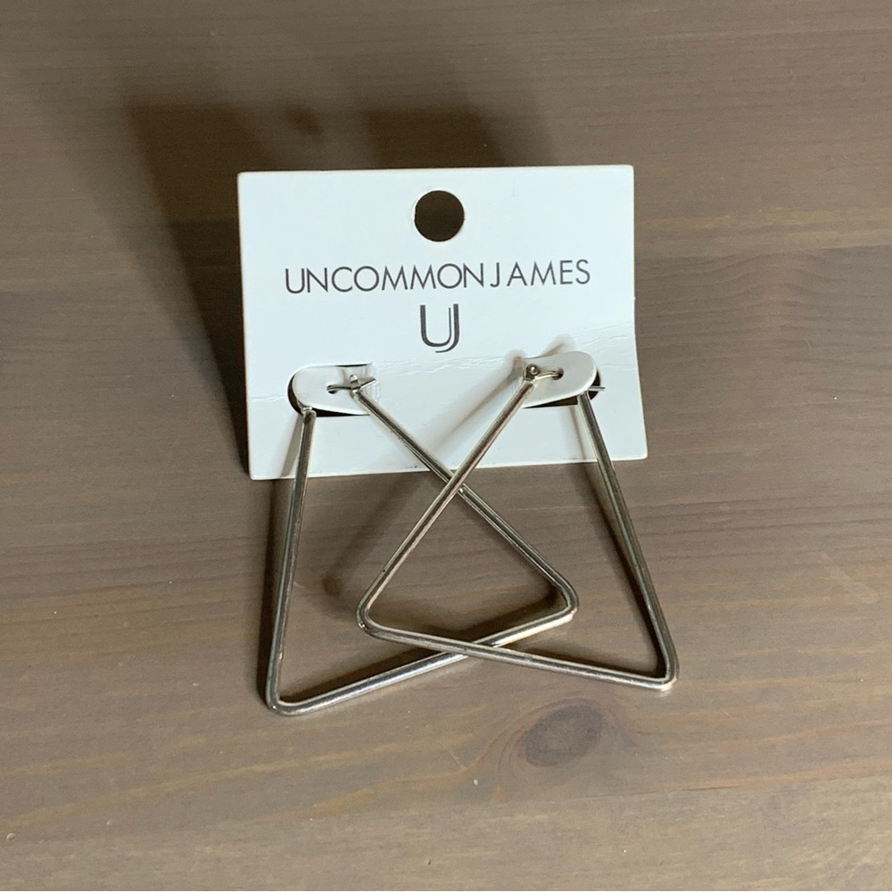 Uncommon James Chemistry Silver Triangle Hoop Earrings Retail Price $56.00